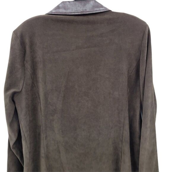 Vintage R&K Faux Ostrich Leather Ultrasuede Equestrian Trench Brown Sz 16 - Picture 10 of 12